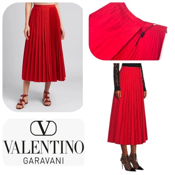 Valentino Dresses & Skirts - Auc NWOT $2500 Valentino Pleated Midi Skirt in True Red